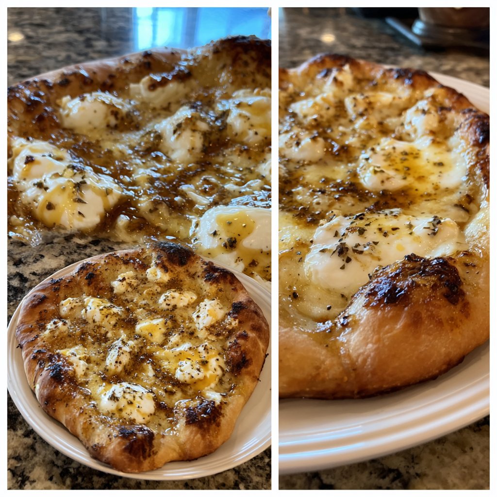 Pizza mit Ziegenkäse und Honig