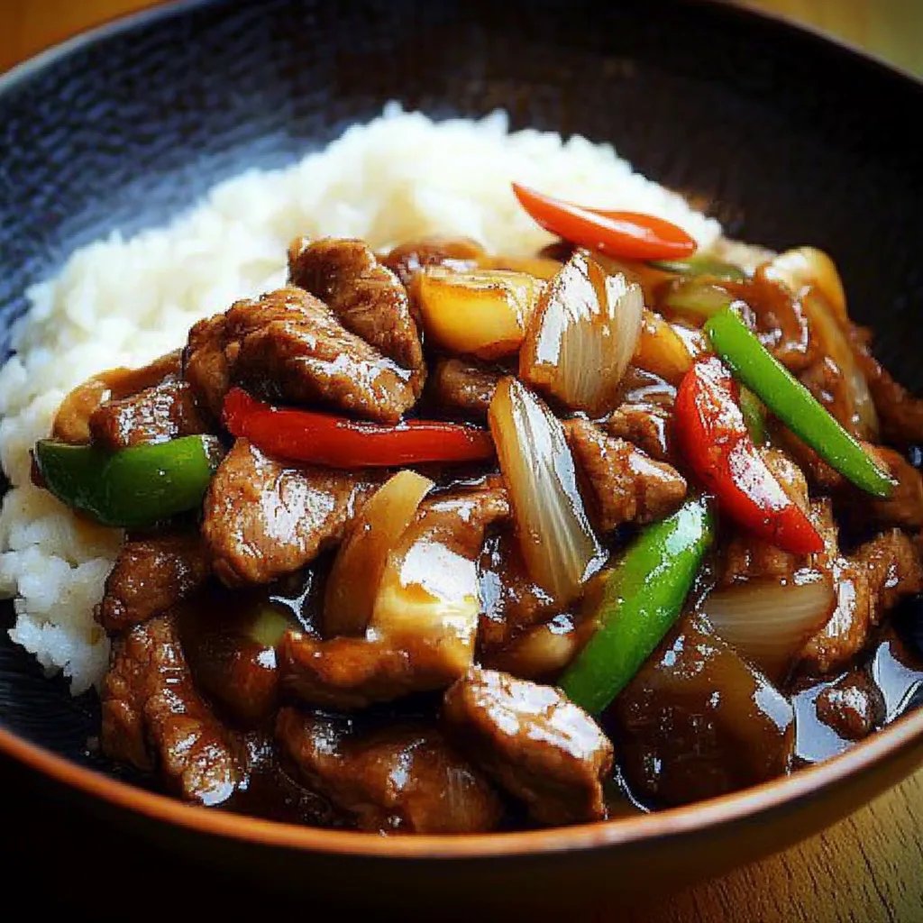Chinesisches Rindfleisch mit Zwiebeln