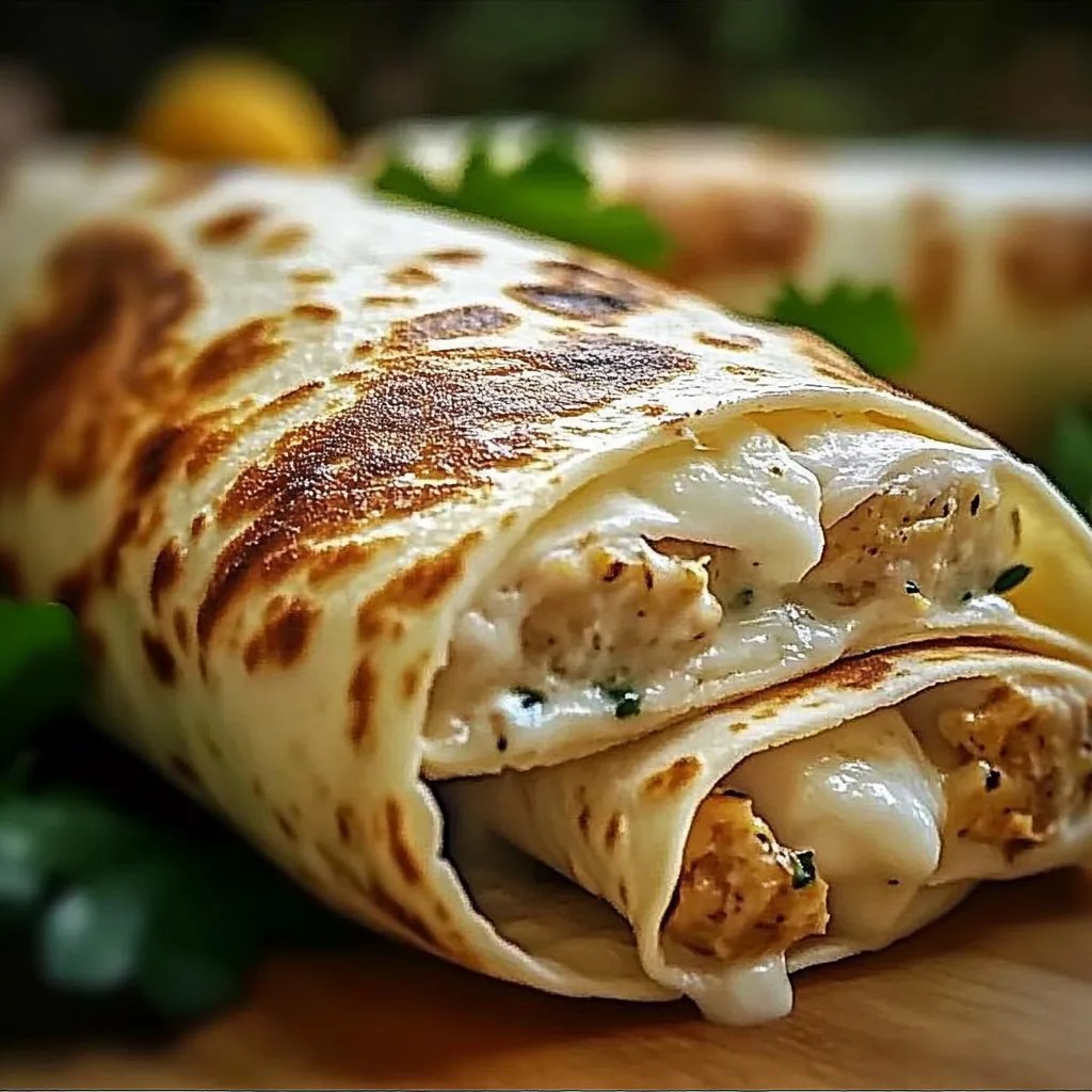 Schnelle Käse-Knoblauch-Hähnchen-Wraps