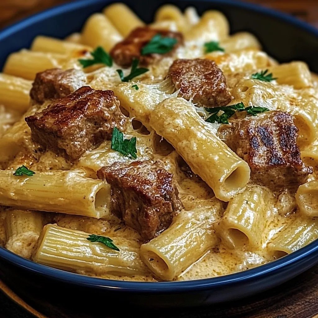 Cremiges Parmesan-Rindfleisch mit Rigatoni