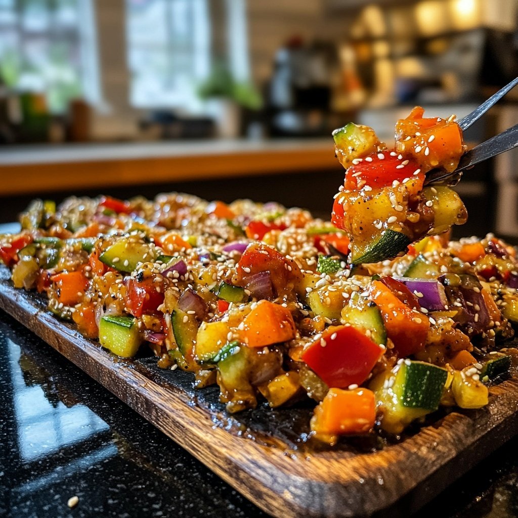 Gemüsepfanne mit Sesam