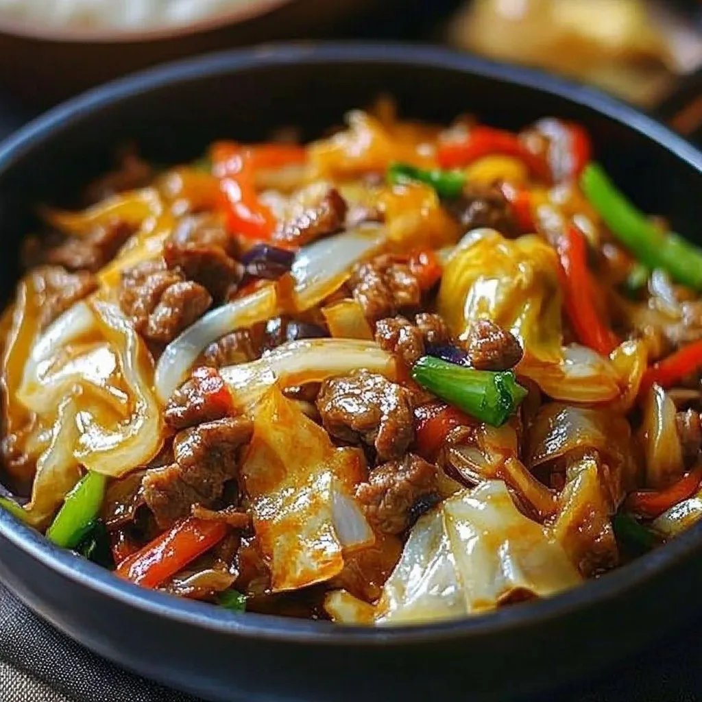 Herzhafter Rindfleisch- und Kohl-Wok