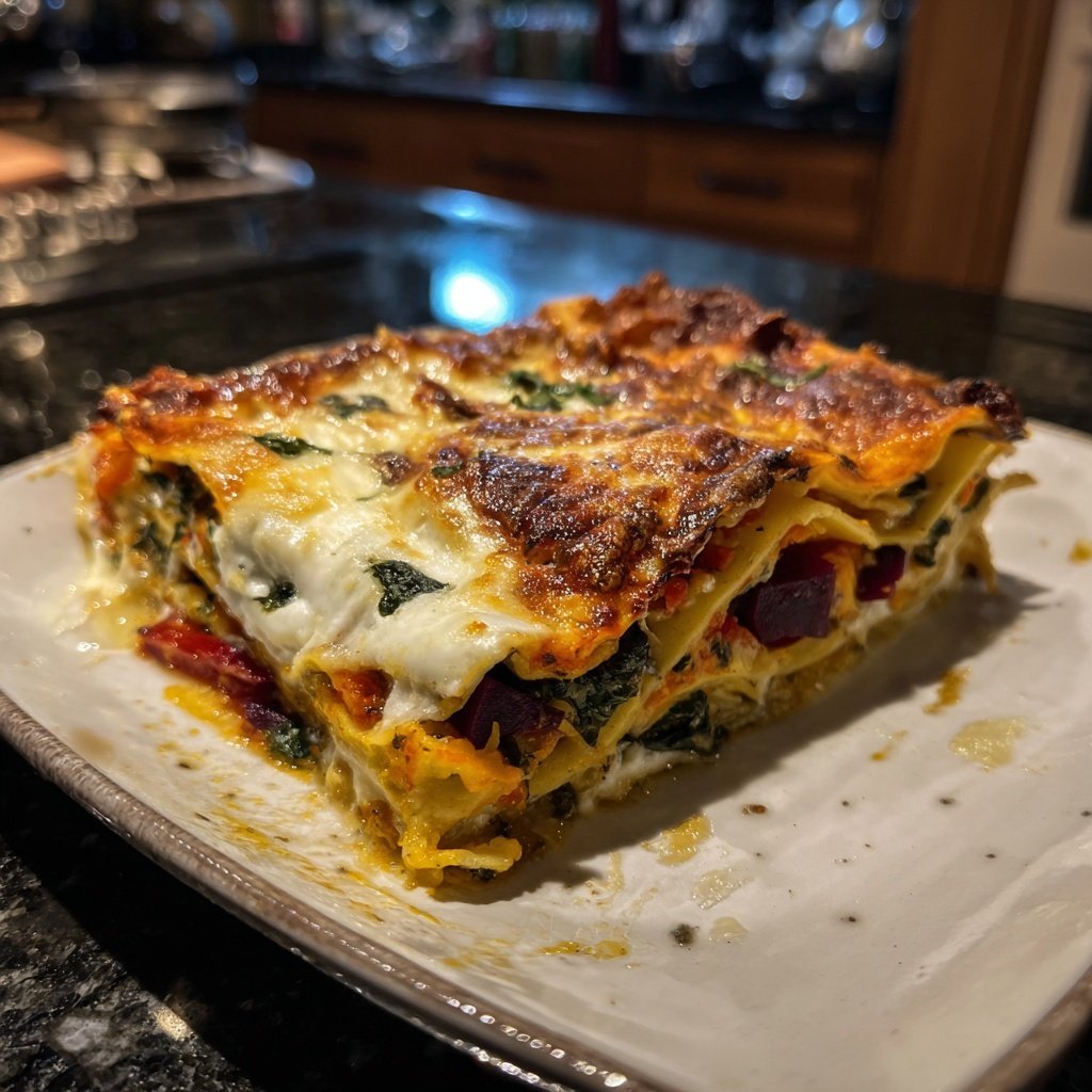 Vegetarische Lasagne mit Rote Bete