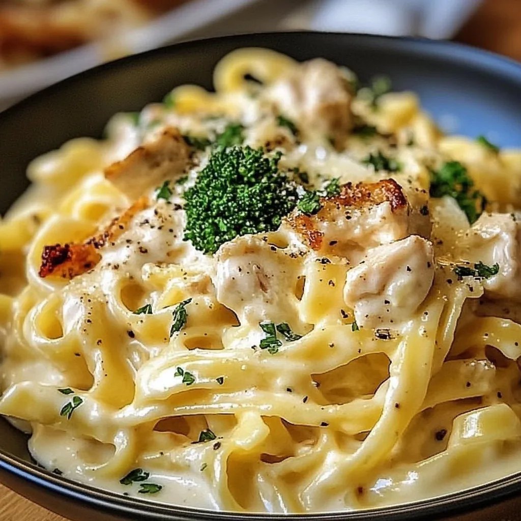 Cremige Hähnchen-Brokkoli-Alfredo Pasta