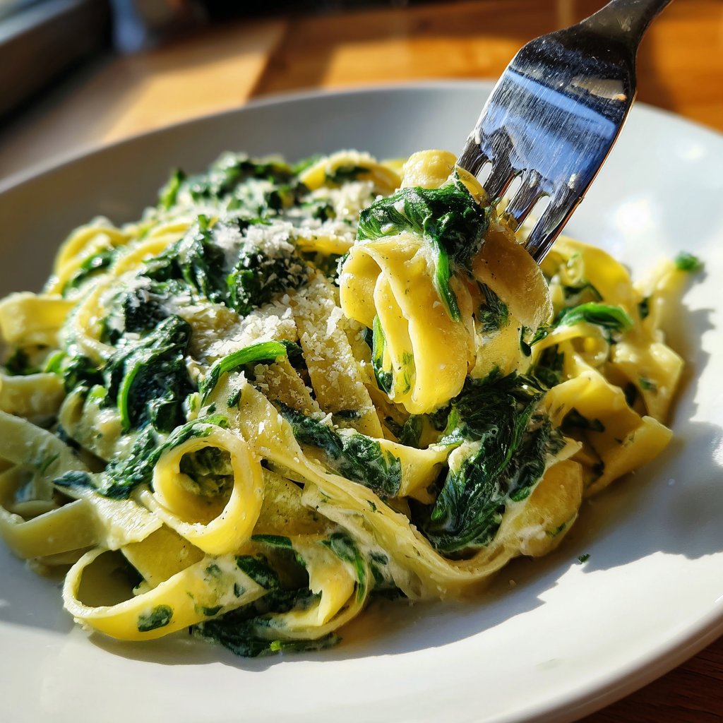 Tagliatelle mit Spinat und Zitronencreme